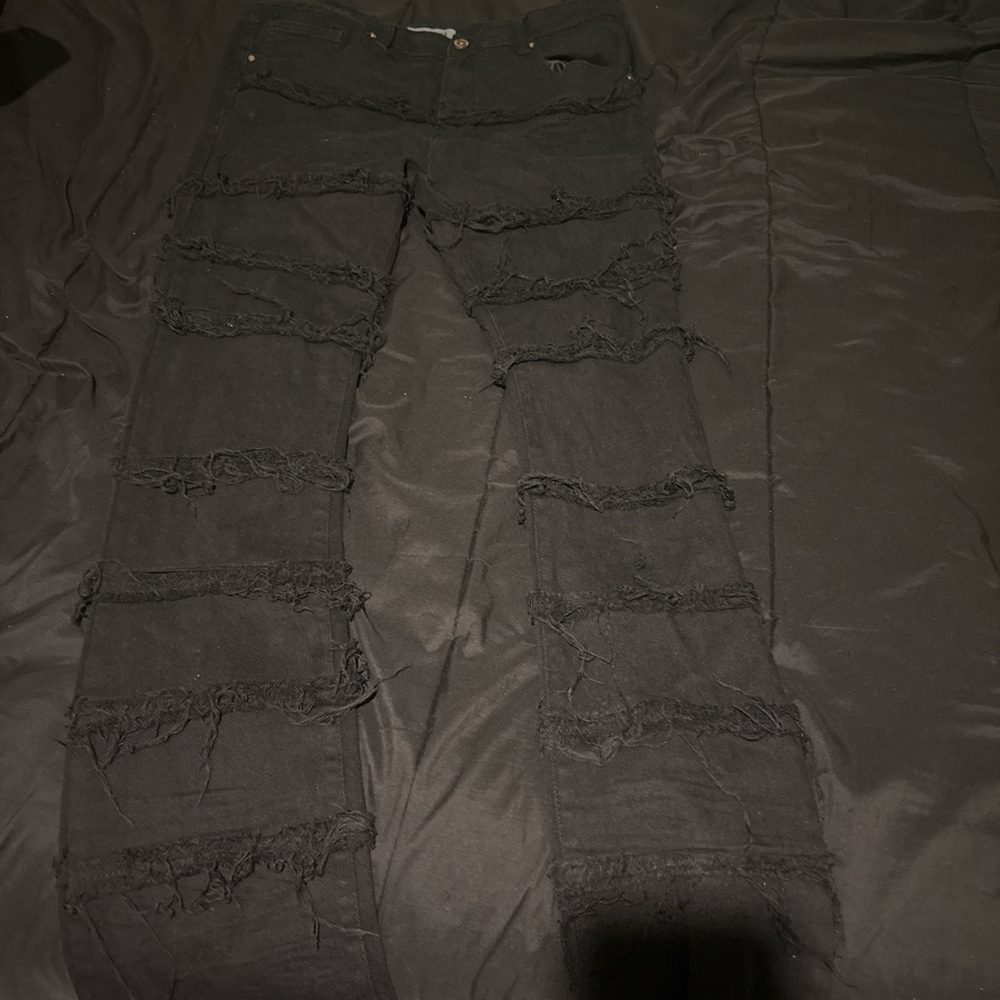 Men's Slim Black Distressed Jeans